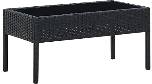 Jiangboyue-45904 Table de jardin en polyrotin Noir 75 x 40 x 37 cm