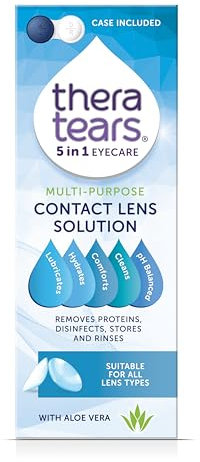 TheraTears Multi-Purpose Contact Lens Solution 360ml/Cleans, Disinfects, Lubricates and Hydrates Your Contact Lenses/Added Aloe Vera Known to Soothe and Refresh/Suitable for All Lens Types