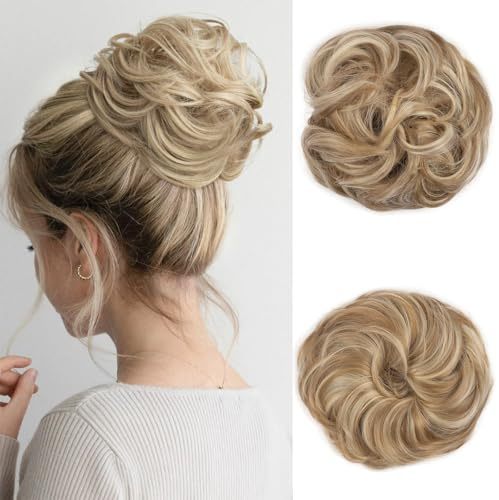 BwelsZJ Chignon Postiche Cheveux Grande Postiches Bouclés Ondulés Chouchou Cheveux Naturel Faux Chignon Elastique pour Femmes Fille