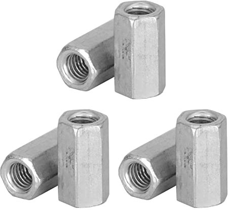 TICFOX 10 Piezas M6 Tuerca de Varilla Larga, Tuerca de Acoplamiento Hexagonal Tuercas de Tornillo Hexagonales de Acero al Carbono Sujetadores roscados para Ensamblar Pernos, Espárragos(M6*18)