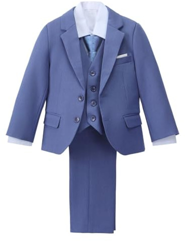 Lito Angels Traje Slim 5 Piezas para Niño, Azul Real, 6 Años