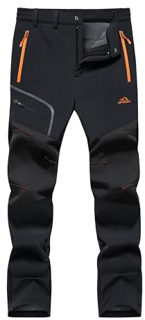 Cavva Mens Waterproof Trousers Outdoor Hiking Trousers Warm Winter Fleece Work Trousers Ski Walking Pants with Zip Pockets Black 32