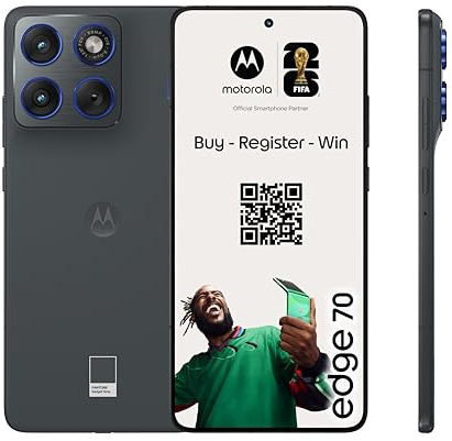 Motorola Edge 70 Smartphone (Robustes 6,67-Super-HD+-Display Dank Corning Gorilla Glass 7i, 50-MP-Kamera, 12/512 GB, 4800 mAh, 68W-TurboPower-Aufladen) Pantone Gadget Gray, inkl. Schutzcover