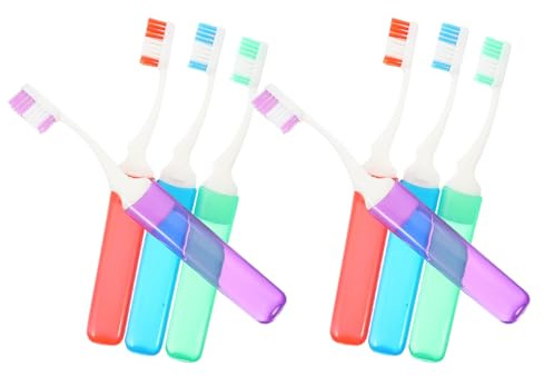 UKCOCO Lot de 8 Brosses à Dents de Voyage Manuelles Mini Poils Souples Pliables et Portables Couleurs Assorties Format Compact Randonnée et Soins Bucco-Dentaires