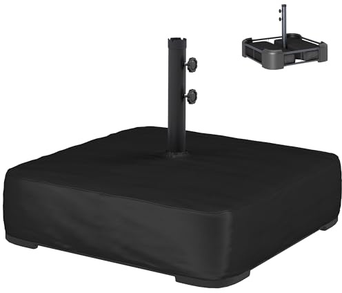 Outsunny Base per Ombrellone Riempibile con Sabbia 80 kg/Sabbia Bagnata 90 kg, Basamento per Ombrellone da Giardino in HDPE, per Pali di Ombrelloni da Ø48 mm, Nero