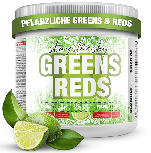 Greens & Reds - Super Food Pulver. Vegan & Reich an Ballaststoffen. 1 x 300g mit Acai Pulver, Gerstengras Pulver, Rote Beete Pulver, Spirulina Pulver, Chlorella und vieles mehr