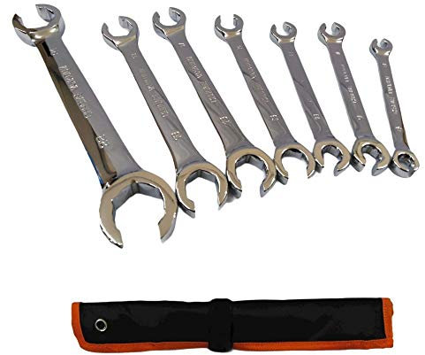 FAST WORLD SHOPPING ® Set 7 Chiavi Esagonali Testa Aperta Raccordi Freni Tubi Idraulici Con Raccoglitore