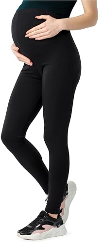Be Mammy Leggings Premaman Lunghi Pantaloni in Bio-Cotone Donna BE20-283 (Nero, 4XL)