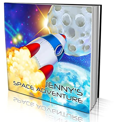 Personalised Story Book by Dinkleboo - Space Adventure - A Story About Your Son or Daughter Going to The Moon - for Children Aged 0 to 8 Years Old - Smooth, Matte Finish. Soft Cover