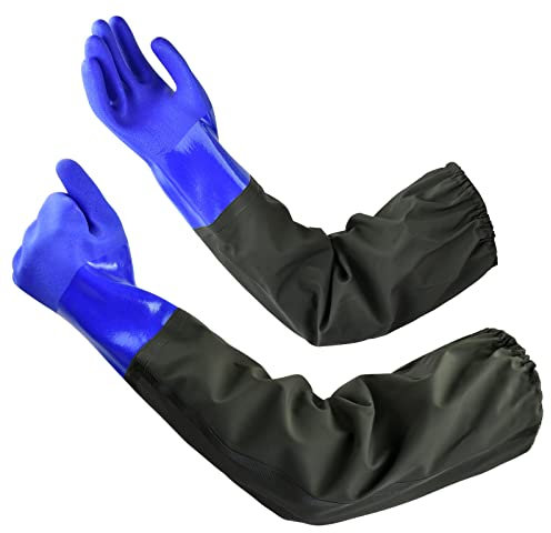 Chstarina Gants d'étang, 70cm Gants de Travail Étanche, Gants Dépolie en Caoutchouc, Gants de Nettoyage D'étang Pour Industrie chimique Agriculture Pêche Construction