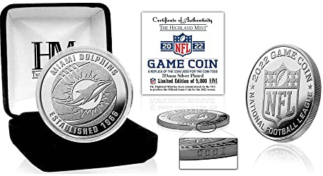 Highland Mint NFL Miami Dolphins 2022 Game Coin (39mm) Münze, Silber