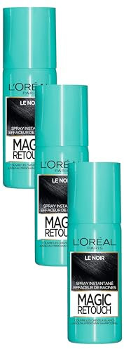 L'Oréal Paris Spray Instantané Correcteur de Racines & Cheveux Blancs, Magic Retouch, Noir, 75 ml (Lot de 3)