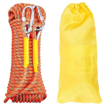 Gangying Kletterseil 10mm Outdoor Seil 10m Statisches Kletterseil Feuerrettungs-Fallschirm-Seil Geflecht Nylon Seil mit 2 Stahlhaken für Wandern Outdoor Bergsteigen Sport Camping
