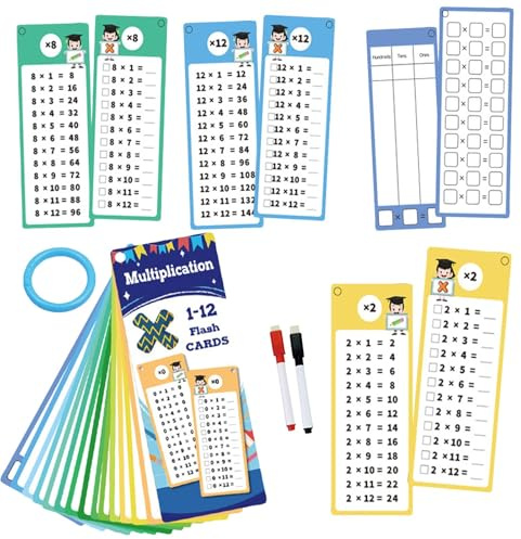 Flash-kort multiplikation, flash-kort multiplikation Dubbelsidig pedagogisk | Multiplikationstabeller för barn Lärspel, barns inlärningsstadium, klass 1 till 3, klassrum,