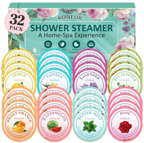 32 Pack Shower Steamers Aromatherapy Gifts for Women and Men, Bulk Shower Bombs with Essential Oils, Self Care, Spa Gifts, Birthday Gifts, Stocking Stuffers and Christmas Gifts