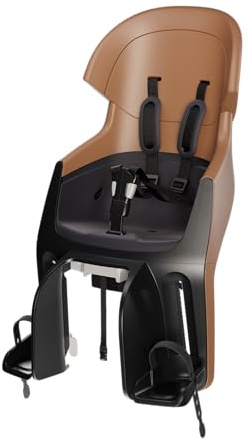 BOBIKE 8010800002 - Seggiolino Posteriore Bici Bambini Reclinabile Portapacchi EXCLUSIVE EVOLVE MAXI poggiatesta regolabile e cintura a 5 punti, fino a 22 kg, Marrone Cannella