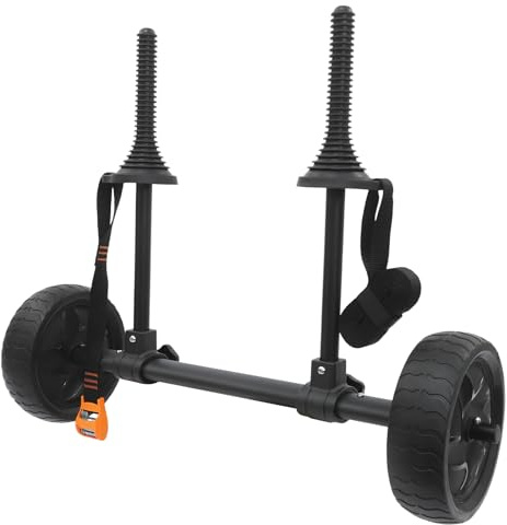 Chariot de kayak amovible en aluminium, chariot de transport pour bateaux jusqu'à 45 kg, réglable de 6 à 28 cm avec roues de 20 cm et système de sangle