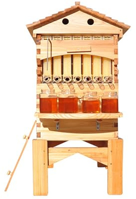 Casetta Api, Alveare Completo in Legno Autocolmante con Arnia per Api, Sistema Automatico per Apicoltura