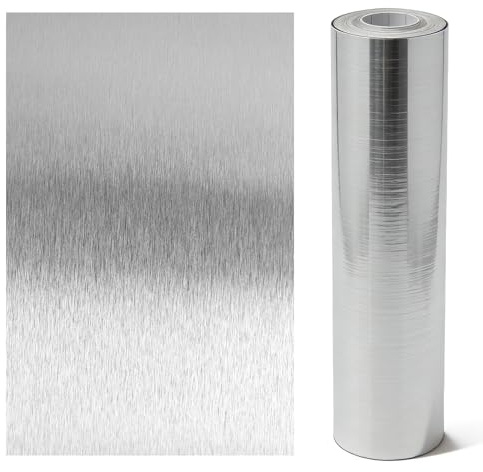 Junhonze Vinilo para Encimera De Cocina - LáMina Adhesiva De Acero Inoxidable - Papel Decorativo Pared, Adecuado para Cocinas, Armarios FrigoríFicos Y Superficies De Muebles (40 Cm X 5 M)
