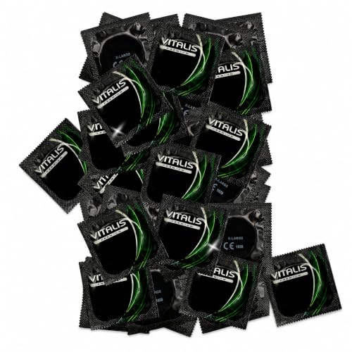 VITALIS 100 Condoms Pack XL I Nominal Width 57 mm I Sensitive Transparent Condoms Extra Large I 100 Premium Condoms with Silicone-Based Lubricant I Soft Condoms for Men