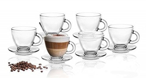 Sendez 12tlg Set 6 Espresso Gläser mit 6 Unterteller Espressotassen Tasse Espressoglas