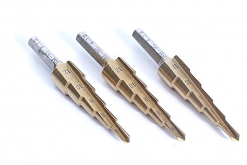 3 x HSS TIN foret étagé foret métal percer foret métal inox VA 4-12 mm taille 1
