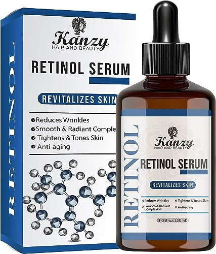 KANZY Retinol Serum 2.5% with Acide Hyaluronique Anti Ride, Anti Age Puissant Rétinol Sérum Visage Bio pour Femme et Homme avec Huile de Jojoba and Aloe Vera Pour une peau Radieuse et Ferme 30ML