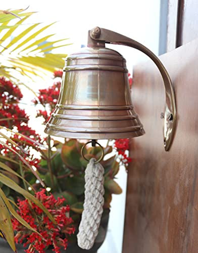 4 Solid Antique Brass Bell Quality Marine Wall Mounted Ship Hanging Bell Perfect for Dinner, Indoor, Outdoor, School, Bar, Reception, Last Order & Church by The Metal Magician