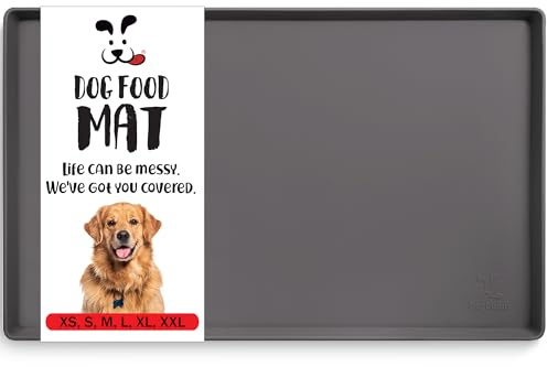 DogBuddy Hundmatmatta, vattentät hundskålmatta, silikon hundmatta för mat och vatten, husdjursmatta med kanter, hundmatmattor för golv, halkfri hundmatningsmatta, valptillbehör – liten (49 x 12),