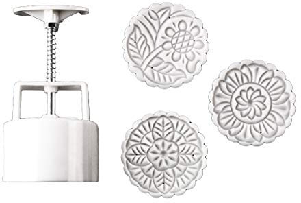 Mondkuchenformen, 150 g Mondkuchenpresse, Form mit 3 Keksstempeln, Backform für Weihnachtsplätzchen