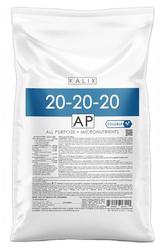 KALIX 20-20-20 Water-Soluble Fertilizer | High-Efficiency NPK Blend with Chelated Micronutrients | Balanced Plant Food for Vegetables, Flowers, and Crops | Soil and Drip Feed Use – 25lb Bag