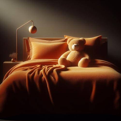 Comfort Collections - Juego de funda nórdica de forro polar tipo peluche, supersuave y cálida, con fundas de almohada. Tamaño King, aproximadamente 230 x 220 cm, mandarina