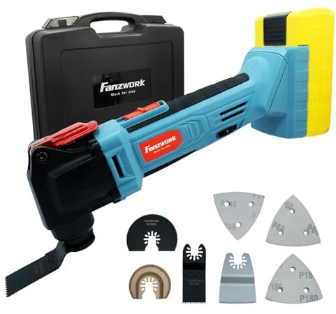 FANZTOOL 20V Akku Multifunktionswerkzeug mit EC-Motor, 3.2° Oszillationswinkel, LED-Beleuchtung, 6 Geschwindigkeiten,zum Schneiden,Schnitzen,Bohren,Schleifen & Polieren,inkl. 2.5 Ah Akku & Ladegerät.
