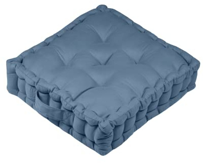 Lovely CASA - golvkudde - storlek 45 x 45 x 10 cm - 100% bomull - stormblå färg - Oxford-modell - bomullssatin - exceptionell kvalitet - bekväm sittplats - mjuk vid beröring och elegant