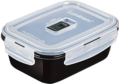 Luminarc Pure Box, Schwarz, rechteckig, luftdicht, Glas, 16 x 11 x 7 cm, 82 cl, geeignet für Mikrowelle, Kühlschrank, recycelbar