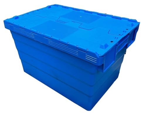 Solent Plastics 68 Litre Heavy Duty Colour Coded Attached Lid Containers - Available in 5 Colours! (SPKM365V-BLU-1)