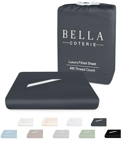 Bella Coterie Luxuriöses Bambus-Viskose-Spannbetttuch, 100 % biologisch angebaut, ultraweich, kühlend für heiße Schläfer, 45,7 cm tiefe Tasche, Anthrazitgrau
