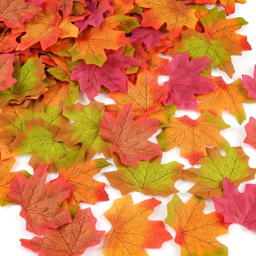 Herbstblätter Deko, 300 Stück künstliche Herbstblätter Herbst, Kunstpflanze Ahornblätter Herbstblätter, Blätter Streudeko, Simulation Herbst Wald deko, Ahornblattpflanze für Halloween Party deko