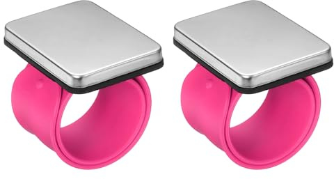 sourcing map 2pcs Magnetic Wrist Sewing Portable Arm Pin Cushion with Wristband Wrist Sewing Pincushion Silicone Strap Bracelet for Sewing Quilting Hair Clips, Pink