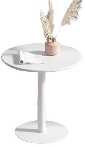 Tavolo rotondo in metallo bianco, tavolino da pub per cucina, sala da pranzo, soggiorno, tavolino piccolo da cocktail (40 x 40 x 50 cm) – perfetto per spuntini