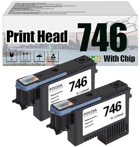 Testina Di Stampa 746 P2V25A, Compatibile Per HP DesignJet Z6 & Z9+ Di Grande Formato —— Alto Volume Di Stampa Con Chip 2 pcs