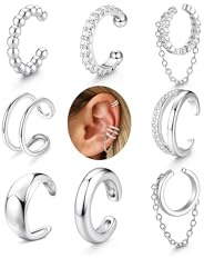 FIOROYAL 8Pcs Ear Cuff Pendientes Sin Agujero Mujer - Ajustables Pendientes Clip Mujer Sin Agujero - Hipoalergénicos Pendientes Corrector Orejas Soplillo Cartílago Helix Ear Cuff S