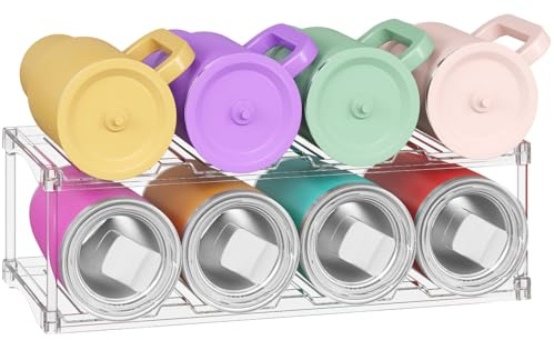 Lifewit Stapelbar organisatör i plast för vattenflaskor för skåp, frys, skafferi för köksbänk, kontor, 2 hyllor för 8 flaskor