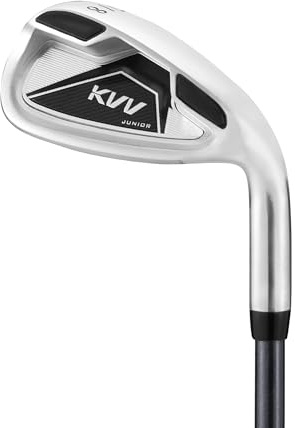 KVV Junior Golf Club Set for Kids, Right Handed Driver, Iron, Putter, White and Pink, Ages 3-12, Perfect for Young Golfers (7/8 Iron, Ages：9-12 Black)