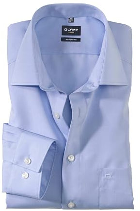 OLYMP Luxor modern fit Hemd Langarm New Kent Kragen Chambray hellblau