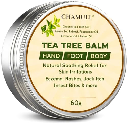 Tea Tree Oil Balm, Itchy Skin Relief for Soothing Rashes, Jock Itch, Athlete’s Foot, Folliculitis, Bug Bites. Natural Formula for Dry Sensitive Skin | Safe for All Ages 1pack