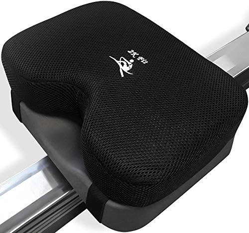 Cojín de asiento para máquina de remo (modelo 2) que se adapta perfectamente al Concept 2 con espuma viscoelástica más gruesa, funda lavable y correas, también funciona muy bien con bicicleta estática