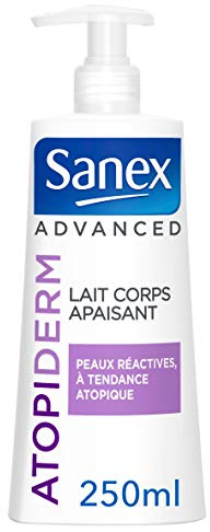 SANEX - Lait corps Sanex Advanced Atopiderm Peaux Réactives et Atopiques - Soulage la Sécheresse & Apaise les démangeaisons - Formule Testée Dermatologiquement - Flacon Pompe 250 ml