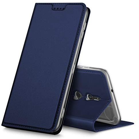 Verco Handyhülle für Xperia XZ2, Premium Handy Flip Cover für Sony Xperia XZ2 Hülle [integr. Magnet] Book Case PU Leder Tasche, Blau