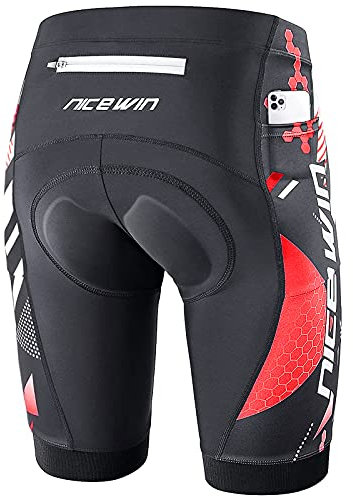 NICEWIN Pantalones Cortos de Ciclismo para Hombre con Almohadilla Pantalones Bicicleta Acolchada con Gel 4D Cortos MTB Bicicleta Pantalones Cortos Transpirables